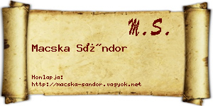 Macska Sándor névjegykártya